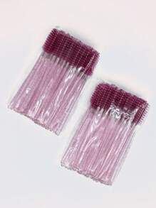 50Pcs Disposable Eyelash Brush Hot Pink Micro Crystal Lash Mascara Wand Makeup Beauty Applicator Eyelash Extension Tools
