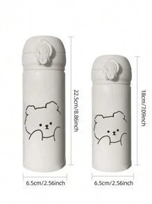 1 件 480ml 或 350ml 熊图案保温瓶，卡通不锈钢真空保温瓶，适合家庭使用 - 白色 - 查看 2