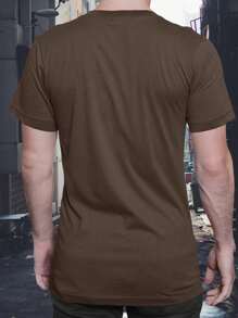 Men's T-Shirt Flower Rose Brco 100% Cotton Shirt - 鏽棕色 - 查看 2