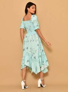 Helena Crepinho Printed Dot Midi Dress With Short Sleeves - 薄荷綠 - 查看 2