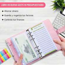 79 piezas Carpeta de Cuaderno A6,Sobres de ​Presupuesto para Dinero en Efectivo,Libro de Hojas Sueltas de Pu de Piel Sintética,Carpeta Presupuestaria con 8 Bolsitas Cremallera Transparente(Rosa) - Rosa - Ver 2