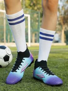 Scarpe da calcio da uomo con tacco alto, laccio stringato, tacchetti per calcio indoor, Futsal, AG e terreni naturali