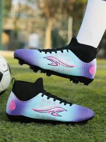 Scarpe da calcio da uomo con tacco alto, laccio stringato, tacchetti per calcio indoor, Futsal, AG e terreni naturali