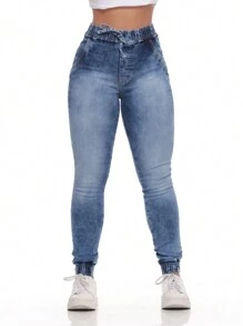 Super Skinny Women's Jogger Jeans With High Elasticity Spandex - Rửa nhẹ - Xem 1