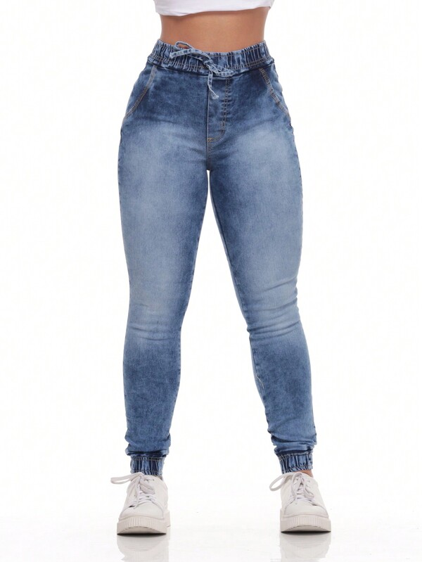 Calça Jeans Jogger Feminina Super Skinny com alta elasticidade Elastano