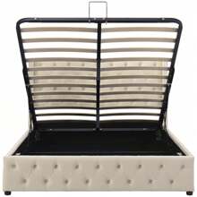 KOMHTOM Letto imbottito, letto matrimoniale idraulico, letto contenitore, velluto, 140*200 cm - Beige - Visualizzare 9