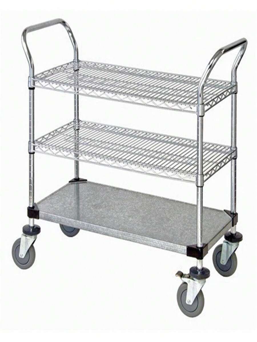 Quantum Storage WRC24363CG Wire & Solid Shelf Mobile Utility Carts