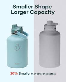 BUZIO Leak Proof Insulated Water Bottle, Stainless Steel Water Flasks With Straw Lid And Carrying Pouch, Keep Cold 48h Double Wall Vacuum Travel Mug Metal Canteen For Fathers Dad Gift - 薄荷綠 - 查看 3