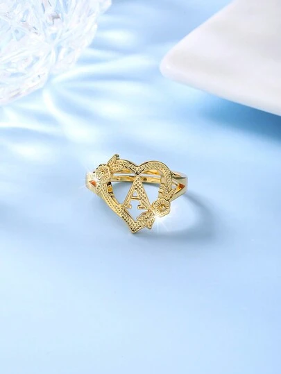 1pc Retro 26 English Alphabet Ring For Women, Minimalist Open Ring Couple Rings, Luxury Style