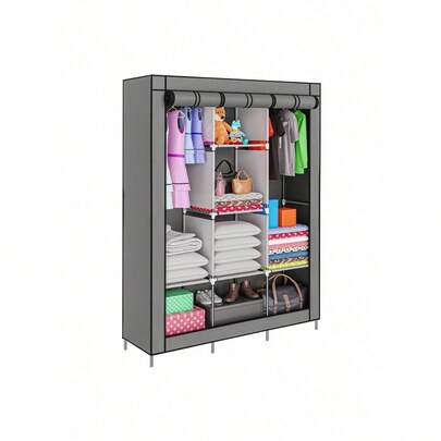 Organizador De Roupa Cabideiro Desmontável Compacto Cinza