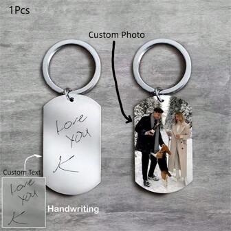Custom Picture Keychain, Personalized Text Keychain, Actual Handwriting Keychain Custom Personalized Keychain For Women Men Gift Ideas,Durable,Engraved,Stainless,Colorful,Cute,Adorable,Funny,Kawaii,Y2K,Stylish,Unisex,Casual,Custom,Personalized,Unique,Customized,Ideal Gifts For Him,Ideal Gifts For Her,Her,Boyfriend,Girlfriend,Family,Friends