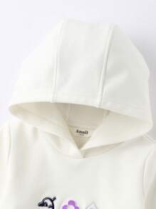 Annil Sudadera con capucha de terciopelo para niñas, edición de invierno, cálida y casual, con sombrero, top de manga larga
