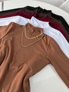 Second Skin Bodysuit Long Sleeve High Neck - 咖啡棕 - 查看 4