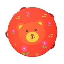 6-Inch Hand Held Rattle Drum, Wooden Hand Drum Toy For Students Performance, Cartoon Style Musical Instrument - Multicolor - View 9