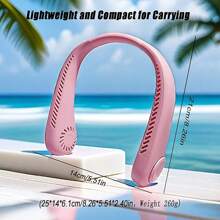 5000mAh Portable Neck Fan Hands Free 3 Speeds Hanging Neck Fan Rechargeable NEW - Pink - View 7