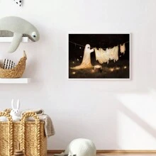 1 幅帆布挂画易于悬挂的鬼魂印刷品 | 墙壁艺术 | 鬼魂悬挂服装 | 有趣的复古印刷品 | 有趣的万圣节装饰 | 洗衣房艺术