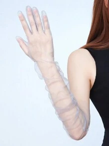 1 Pair Of Bridal Wedding Long Gloves, White Elbow-Length Wedding Gloves, Bridesmaid Wedding Arm Decoration, Romantic And Elegant Photography Dress Props, Ladies Wedding Lawn Wedding Decoration, Festival Performance, Banquet, Wedding Dance, Etc. Fall Clothes For Women - Multicolor - View 13