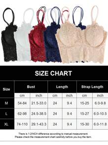 5 Pcs Women Lace Bralette Padded Lace Bandeau Bra With Spaghetti Straps Tank Top V Neck Basic Camisoles Floral Half Cami Racerback Crop Top Bras For Women Girls - 彩色 - 查看 11