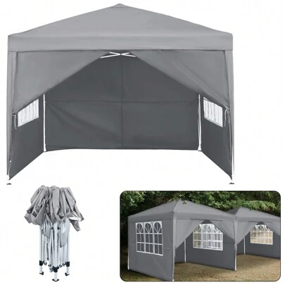 VA-Cerulean Pavilhão dobrável Stable 3x3m com 4 painéis laterais e bolsa de transporte, antracite/verde/branco/cinza - barraca de jardim, marquise, proteção solar, impermeável, proteção UV