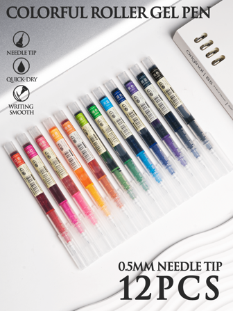Estuche con 12 colores de bolígrafos de tinta de gel líquida
