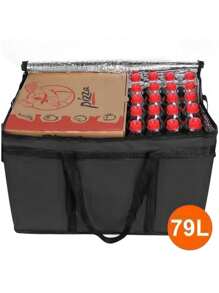 2pcs/Set XXXL Large Black Insulated Food Delivery Bag L23xW14*H15" With Removable Hard Bottom Board For Catering Grocery, Doordash, Picnic