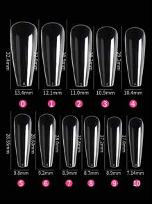 550 chiếc móng giả phủ toàn bộ móng giả bấm vào móng tay giả hình vuông Stiletto hạnh nhân kiểu Pháp giả ngâm gel móng tay giả dạng viên nang tự làm móng giả bấm vào móng tay phụ kiện làm móng - Trong sáng - Xem 3