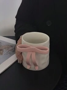 1 Peça Caneca Cerâmica 3D Fofa com Laço, Design Artesanal de Alta Qualidade, Caneca de Estilo Feminino para Café/Chá, Presentes para Amigos, Suprimentos Escolares, Presentes de Natal, Presentes de Aniversário Volta às Aulas - Multicolorido - Visão 5