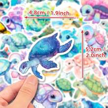 50 张海龟贴纸包，彩色贴纸适用于派对装饰笔记本剪贴簿手提箱手机壳，乙烯基防水贴纸散装适合青少年成人