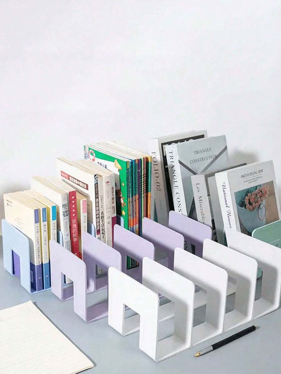 1/4pcs Large Capacity Acrylic Bookshelf, Multifunctional Book Ends, Portable Bookcase, Shockproof Book Stopper, Book Clips, Book Stand, Book Divider, File Organizer, Bookshelf, Independent Division, Large Opening Design, Stable And Sturdy Book Ends, Storage Rack, Display Rack, Suitable For Bedroom, Living Room, School, Dorm, Office Desk, Stationery, Documents