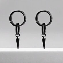 2PCS Ear Gauges Tunnels 316 Stainless Steel Plugs With Rings Spike Stretcher Studs Women Men Body Piercing Jewelry