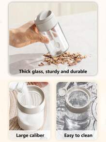 1 件 250 毫升简约时尚厨房玻璃香料罐，一体式 1.5 克/0.053 盎司盐勺调味品储存容器，防水防潮，耐用且易于清洁的调味品收纳盒 - 淺灰色 - 查看 8