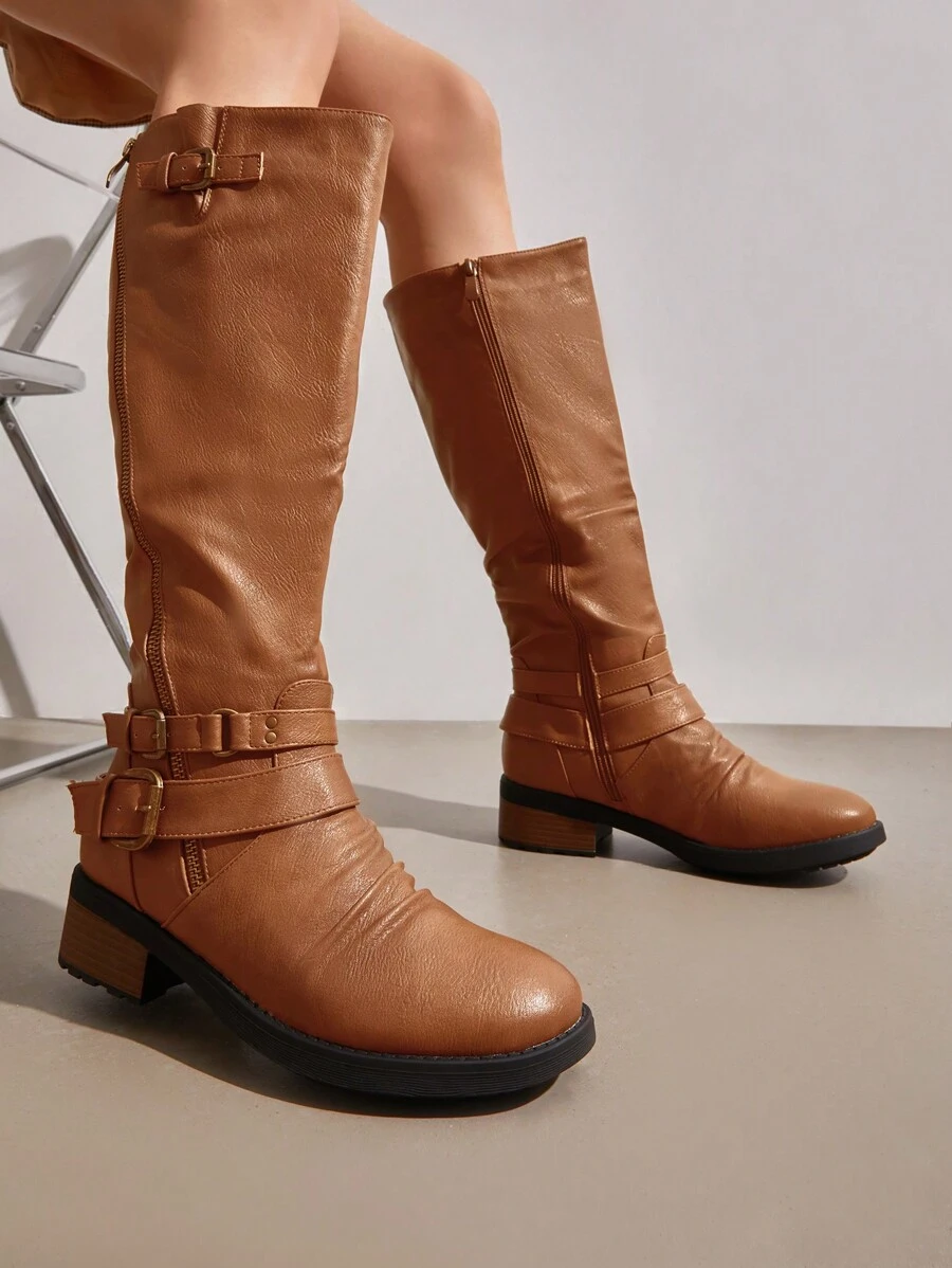 Women'S Camel Fur Lined Knee High Riding Boots Wide Calf - Lạc đà - Xem 1