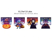 4 件套万圣节恐怖悬挂旗帜，适用于客厅、窗户、户外花园、鬼魂、南瓜、派对装饰、亡灵节、奇怪的酒吧入口 - 彩色 - 查看 6