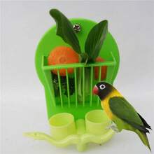 1PC Bird Cage Vegetable Basket Station Stand Food Cup Combination Feeding Rack - Green - View 4