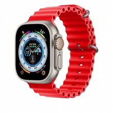 Silicone Sport Ocean Band Compatible With Apple Watch Ultra Band 49mm 45mm 44mm 42mm 41mm 40mm 38mm For Women Men,Soft Waterproof Strap Apple Watch Ultra 1 Ultra 2 Bands For Series 9 8 7 6 5 4 3 2 1 SE - 紅色 - 查看 1
