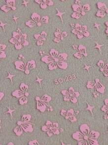 2Pcs Hibiscus Flowers Nail Stickers Summer Decor Pink White Floral Flowers Stars Nail Decals 3D Tropical Petal Sliders Manicure Foils - Multicolor - View 6