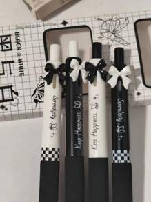 4pcs/Box Bowknot Retractable Ballpoint Pens With 0.5mm Black Ink Refills, Suitable For Back To School, Halloween, Thanksgiving, Christmas, Birthday And Other Occasions Back To School - 4pcs/box Bowknot Gel Pen - View 12