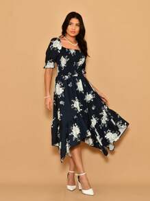 Helena Crepinho Printed Dot Midi Dress With Short Sleeves - 黑色 - 查看 2