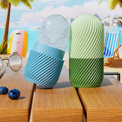 1 pieza Rodillo de hielo para la cara, rodillo de hielo para aliviar la hinchazón facial y de ojos, masajeador facial para contornear y realzar el cuidado de la piel y el brillo, molde de rodillo facial de hielo, reutilizable y a prueba de fugas, de vuelta a la escuela