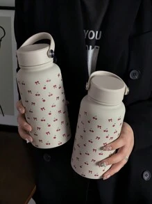 1 件 22 盎司/650 毫升樱桃蝴蝶结双层不锈钢隔热杯，硅胶涂层杯身，触感柔软，咖啡杯，水瓶，旅行杯，节日礼物，生日礼物，返校礼物，圣诞礼物返校礼物 - 彩色 - 查看 2