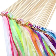 10 Pieces Mix Color Ribbon Sticks Wedding Party Streamers Wand Chromatic Silk Ribbon And Bell Wands Multicolor Hand Held Ribbons For Dance Wedding Party Celebration Holiday Activities(Color Random) - Multicolor - View 6