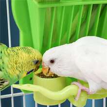 1PC Bird Cage Vegetable Basket Station Stand Food Cup Combination Feeding Rack - Green - View 1