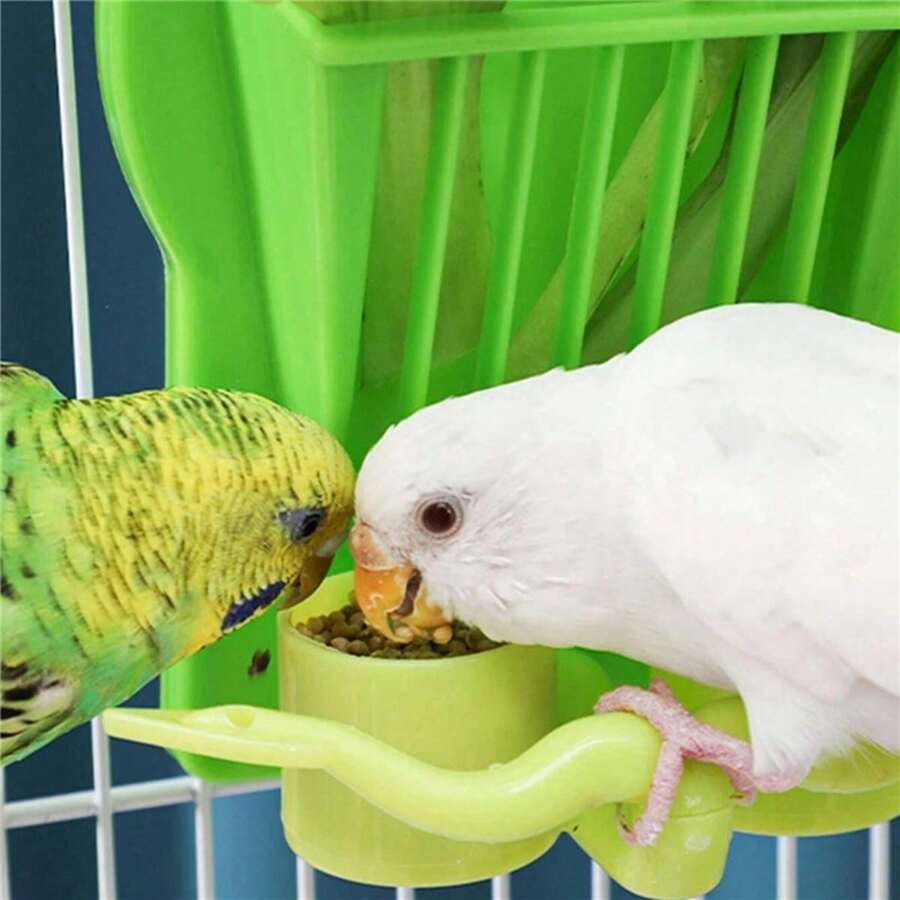 1PC Bird Cage Vegetable Basket Station Stand Food Cup Combination Feeding Rack - Green - View 1