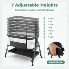 Baby Cot, Foldable Baby Bed With Adjustable Inclination Angle & Fastening Straps, Travel Bed With Universal Wheels & Carrying Bag & Mattress & Mesh Fabric (Dark Grey) - Black - View 3
