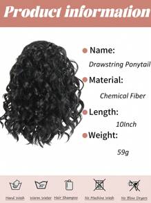 10 Inch One-Piece Drawstring Short Curly Wavy Ponytail Hair Extensions, Synthetic Clip-In Hair Extensions, Elegant Natural Appearance, Suitable For Daily Wear, Ponytail Wig - Multicolor - View 5