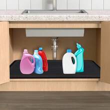 1 件装多功能厨房橱柜水槽下垫，耐用 PP 材料，最佳收纳盒，防水水槽下托盘，防滴漏、防溢出，独特排水设计橱柜保护垫，适用于厨房和浴室、浴室水槽托盘，可用于整理浴室厨房杂物 - 彩色 - 查看 8