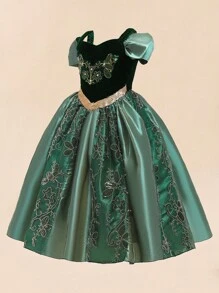 Đầm công chúa màu xanh lá cây hai dây, hở vai cho bé gái, thích hợp cho các bữa tiệc cosplay. - màu xanh lá - Xem 6