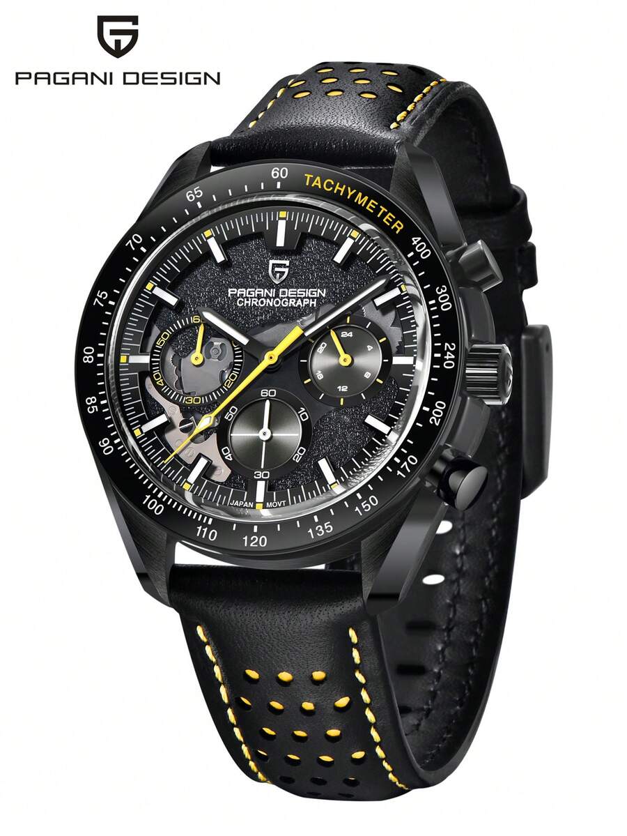 PAGANI DESIGN Moon 男式手表日本 VK63 计时码表休闲运动不锈钢 AR 蓝宝石玻璃 100 米防水男士手表 PD-1779