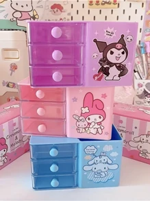 Sanrio Boîte de rangement décorative de Noël en plastique pour le bureau ou le tiroir, avec personnages de Sanrio comme Hello chat, Kuromi, Cinnamoroll et My Melody. Boîte de rangement colorée et organisateur de stylos. (Certaines pièces peuvent être aléatoires)