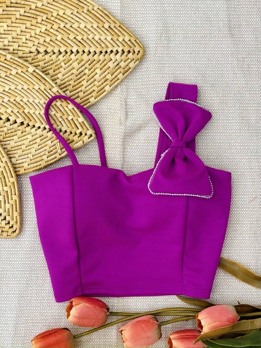Cropped Top With Bow Tie Bulge2024 - Màu tím - Xem 1